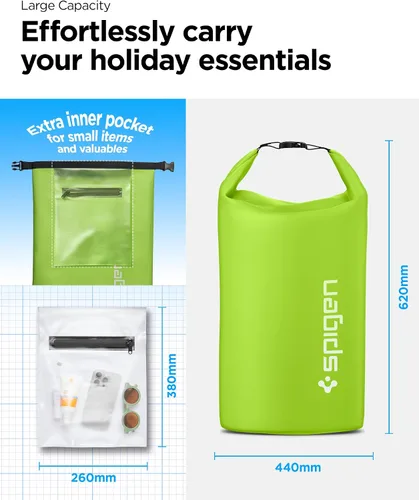 Miniatura 5 de Spigen AquaShield - Mochila impermeable A631, bolsa de almacenamiento seca ligera con parte superior enrollable para viajes, natación, canotaje
