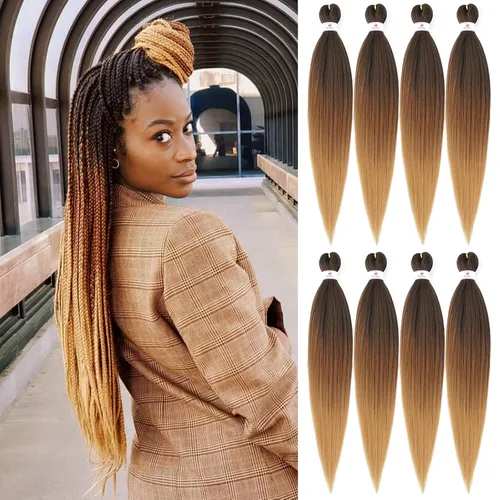 Miniatura 34 de Beyond Beauty - Trenzas preestiradas de cabello profesional sin picazón, ajuste de agua caliente, fibra sintética, textura Yaki, extensiones