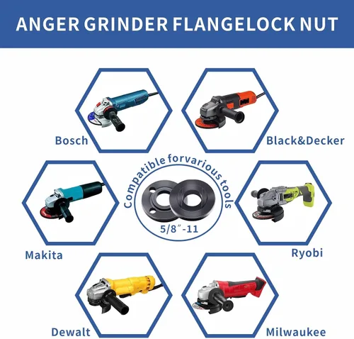 Miniatura 4 de 7 piezas de kit de llave de tuerca para amoladora angular, llave de tuerca de amoladora angular, 5/8-11 brida de metal con tuerca de bloqueo