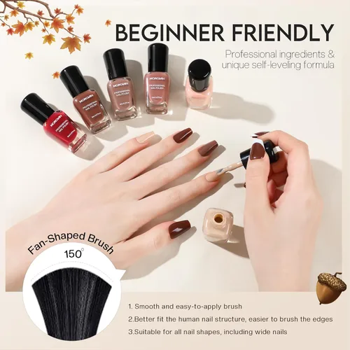 Miniatura 6 de Morovan Juego de Esmaltes de Uñas Marrones: Kit de Esmalte de Uñas Nude Chocolate Oscuro de Invierno Secado Rápido al Aire Regular Paquete
