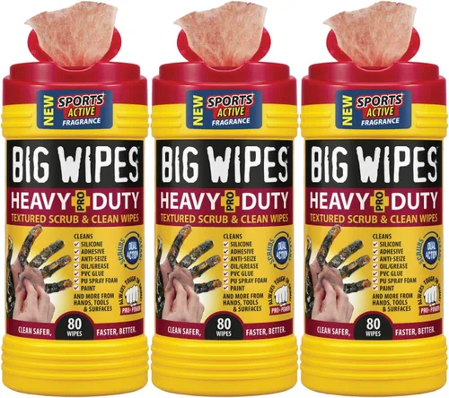Miniatura 11 de BIG WIPES Recipiente multisuperficie resistente, paños de limpieza súper absorbentes para manos, superficies y herramientas, recipiente de 80
