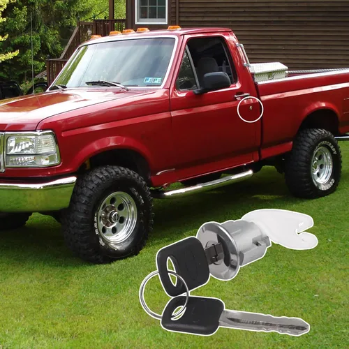 Miniatura 4 de Interruptor de encendido con cilindros de cerradura de puerta con llave cromados compatibles con Ford F150 F250 Pick Up 1992-1995