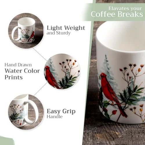 Miniatura 5 de Maison d' Hermine Taza de café con asas, tazas de porcelana fina de hueso, paquete de dos tazas de té para bebidas calientes, capuchino, latte, 015