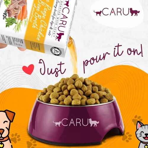 Miniatura 3 de Caru Caldo de hueso de pollo de corral libre para perros y gatos, humedece los alimentos secos o vierte sobre alimentos crudos liofilizados, sin