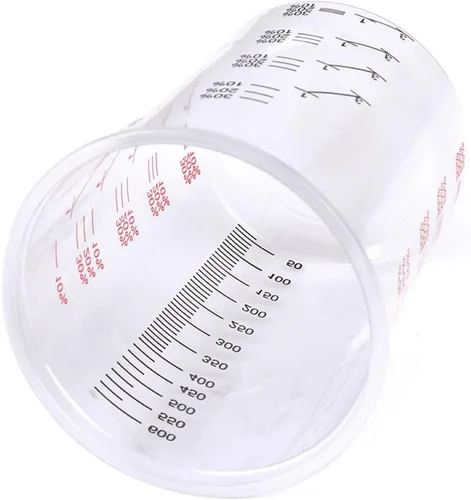 Miniatura 8 de 10 unids 20.3 fl oz pintura de plástico transparente mezcla líquida graduada taza de medición color al azar