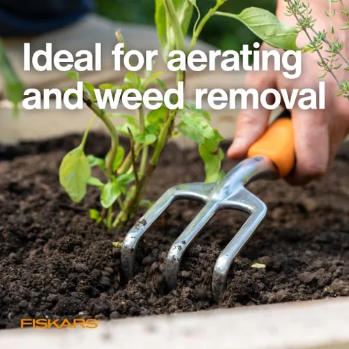 Miniatura 5 de Fiskars Ergo Cultivador para Cavar, Airear el Suelo y Deshierbar, Herramienta de Jardín de Alta Resistencia con Agujero para Colgar