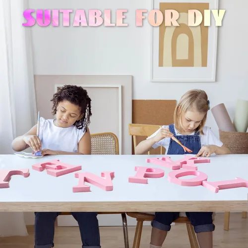 Miniatura 3 de AOCEAN Letras de madera rosa de 6 pulgadas sin terminar Letras de madera para pared MAGA Letras de madera decorativas de pie Tablero de letras