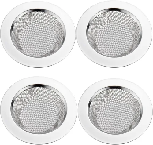 LASSHSWA 4 piezas de colador de fregadero de cocina de acero inoxidable, colador de drenaje de fregadero de cocina, coladores de fregadero con borde
