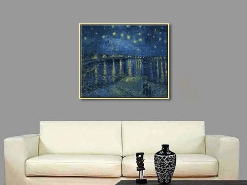 Miniatura 5 de Wieco Art Cuadro enmarcado dorado Noche estrellada sobre el Ródano Impresiones en lienzo Arte de pared de Van Gogh Pinturas reproducción Impresiones