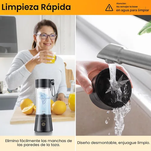 Miniatura 7 de Licuadora portátil inalámbrica de tamaño personal de 12 onzas – Mini licuadora para hacer batidos y batidos, inalámbrica, ligera, recargable, recién