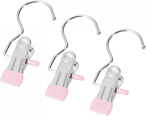 Miniatura 7 de uxcell Clips de lavandería con gancho, perchas de metal para botas cromadas, color negro, 4.488 in, 6