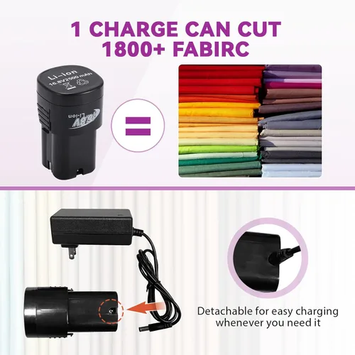 Miniatura 7 de BAOSHISHAN - Tela eléctrica inalámbrica y recargable giratoria, velocidad ajustable 2 x 2500mAh Battery, Round Blade Fabric Cutting Machine for