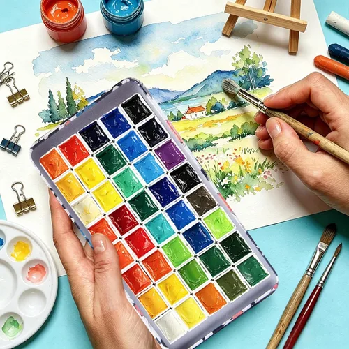 Miniatura 8 de Caja de lámina de viaje para paleta de acuarelas con 40 recipientes vacíos con tira de imán Margarita