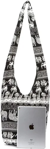 Miniatura 24 de KARRESLY - Bolso bandolera de algodón bohemio, estilo hippie, hecho a mano