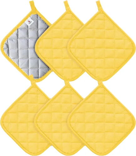 Miniatura 23 de Joyhalo Paquete de 6 agarraderas para ollas de cocina, agarradera de horno de algodón con gran resistencia al calor, almohadillas térmicas Especias