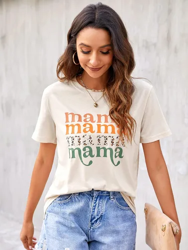 Miniatura 2 de Blooming Jelly Camiseta de manga corta para mujer con estampado de mamá y ajuste holgado