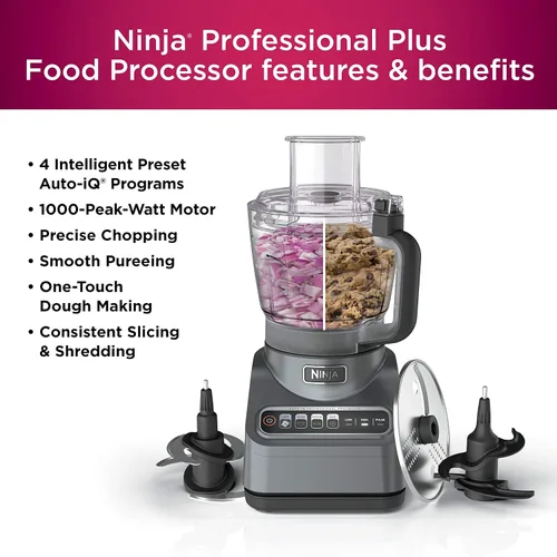 Miniatura 7 de Ninja Procesador de alimentos Professional Plus de 1000 vatios de pico con programas preestablecidos Auto-iQ para picar puré, rebanada de masa