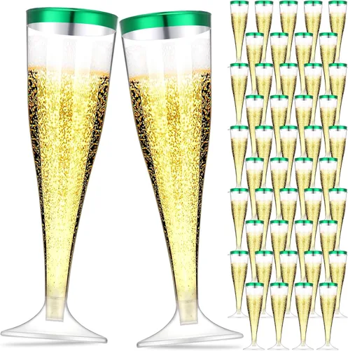 Miniatura 9 de Zubebe 100 Piezas de flautas de champán de plástico 4.5 oz Copas de champán de plástico transparente clásico Copas de champán para bodas, fiestas