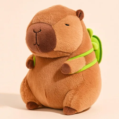 Peluche de Capibara de 9.8 pulgadas, Lindos Animales de Peluche Capibara con Mochila de Tortuga, Juguetes de Peluche Kawaii Capibara para Niños,