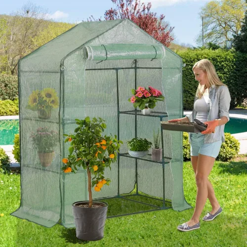 Miniatura 2 de FDW Mini invernadero portátil para interiores y exteriores, 4.9 pies de largo x 2.4 pies de ancho x 6.4 pies de alto, estantes para plantas, toldo