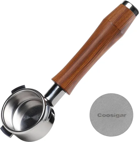 Miniatura 7 de Portafiltro sin fondo de 2.126 in con pantalla de disco Se adapta a máquinas Breville de 2.126 in Portafiltro de acero inoxidable y mango