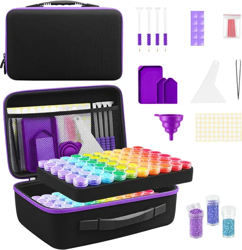 Miniatura 27 de ZORETCO Contenedores de almacenamiento de pintura de diamantes, 60 ranuras, kits de pintura de diamantes, accesorios y herramientas de pintura