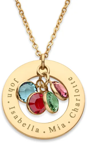 Birthstone Necklace for Mom 1 to 5 Kids Names and Birth Month Stones, Custom Family Jewelry for Women, Personalized Birthday Day, Mother's Day Gift