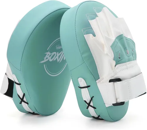 Miniatura 9 de Valleycomfy - Manoplas de boxeo curvadas de piel sintética para entrenamiento Negro blanco