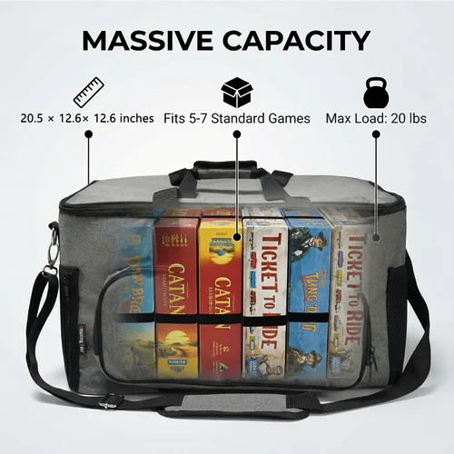 Miniatura 4 de Bolsa de juego de mesa con múltiples bolsillos, bolsa convertible y transporte de hombro, incluye 5 bandas elásticas para caja, 20.5 x 12.6 x 12.6