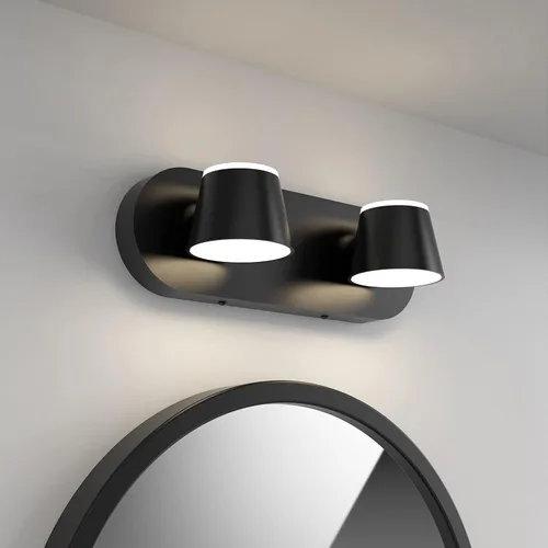 Miniatura 6 de URSOLA Luz de Tocador de Baño de 2 Luces, Accesorios de Iluminación de Pared LED Negros, Orientables Arriba y Abajo, Regulables, Accesorios