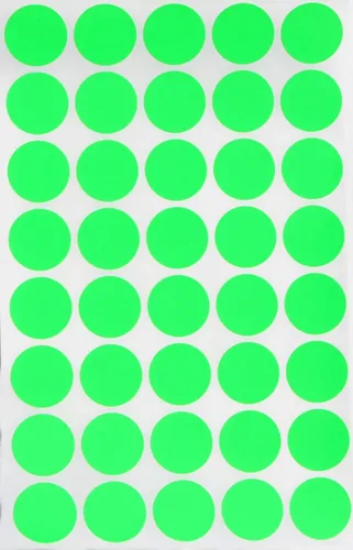 Royal Green, calcomanías de puntos, color verde, amarillo, rosa, morado, naranja, café, azul y rojo. Etiquetas de color de 3/4 pulgadas, 19 mm,