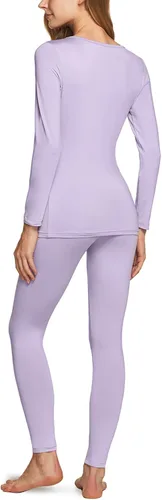 Miniatura 2 de TSLA Conjunto de ropa interior térmica para mujer, vellón suave, pantalones largos, primera capa cálida para invierno, parte superior e inferior