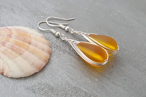 Miniatura 44 de Yinahawaii Handmade Sea Glass Earrings, Hawaiian Jewelry, Wire Braided Earrings Teardrop Earrings, Beach Jewelry Sea Glass Jewelry For Women Cobalt