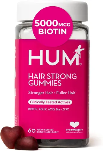 HUM Gomitas para el crecimiento diario del cabello con biotina, zinc, vitamina B12 para apoyar el crecimiento, ácido fólico y vitamina B12,