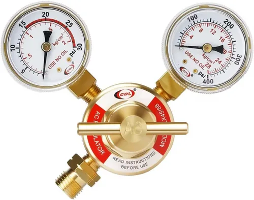 Miniatura 10 de CDL Regulador de acetileno de servicio medio LX65 CGA510, latón forjado, regulador de antorcha de corte de calibre de tanque grande, entrada