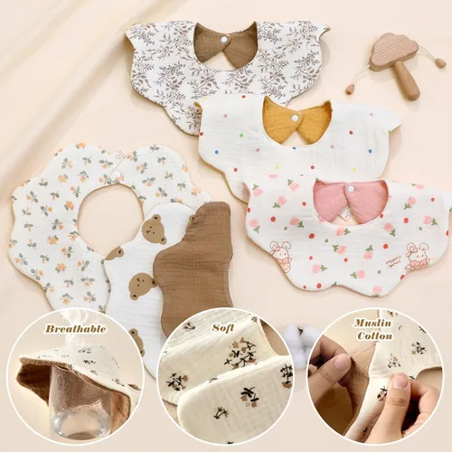 Miniatura 6 de EllieHouse Baberos para bebés para niñas y niños, paquete de 10 baberos de muselina de algodón para bebés y niños pequeños Azul bebé