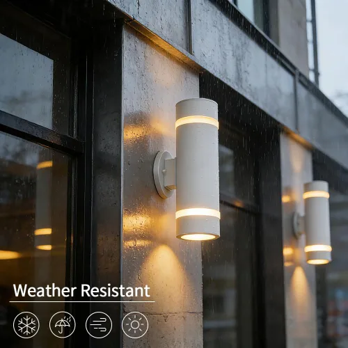 Miniatura 3 de Cerdeco Candelabro Moderno de Porch al Aire Libre Iluminación de Pared Cilíndrica Aplique de Pared Blanco Acabado