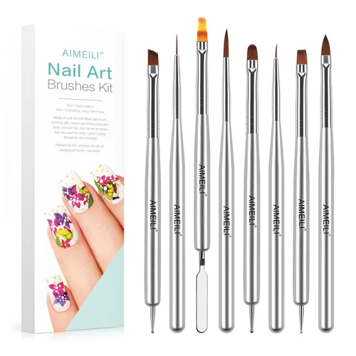 Miniatura 10 de AIMEILI Juego de pinceles de arte de uñas, esmalte de gel, herramientas de pintura, bolígrafo de pintura de doble extremo para esmalte de uñas
