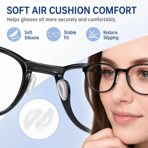 Miniatura 2 de 15 pares de almohadillas de nariz antideslizantes para gafas, almohadillas de nariz adhesivas de 0.138 pulgadas de grosor para lentes, almohadillas