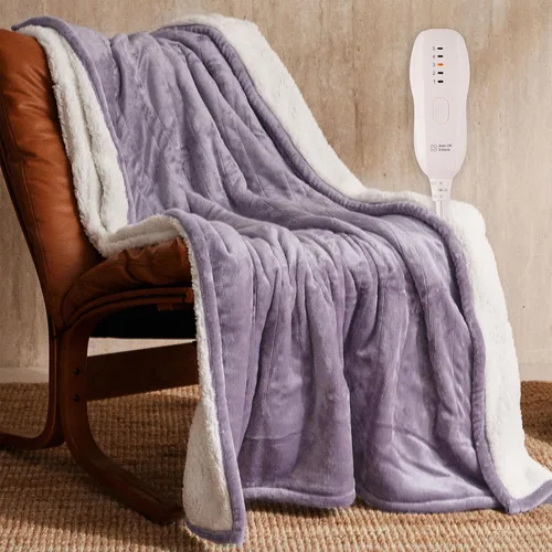 Miniatura 21 de JET'S HOME Manta térmica de 50 x 60 pulgadas, manta eléctrica de franela con certificación ETL, lavable a máquina, con 9 niveles de calefacción, 10