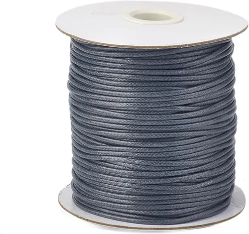 Miniatura 48 de Cheriswelry 90 yardas/rollo de 0.079 pulgadas, cordón encerado negro de poliéster coreano, joyería de cuentas, hilos para manualidades, cuerda