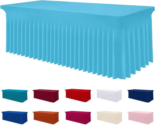 Miniatura 32 de Smiry Mantel de Spandex, Mantel Elástico Ajustable Extensible para Mesas Rectangulares de 6 Pies, Falda Cubierta de Mesa Impermeable y Lavable
