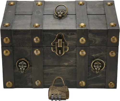 Caja de madera decorativa vintage con cerradura, joyero decorativo de madera, organizador de joyas, caja de recuerdos, cajas de madera del tesoro de