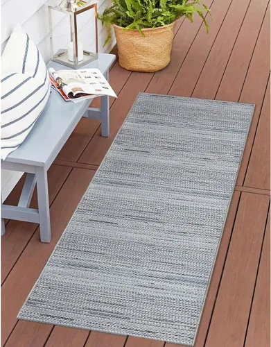 Miniatura 19 de Liora Manne Miranda - Alfombra de área de mezcla sintética para interiores y exteriores, de bajo perfil, diseño de rayas de transición, casual