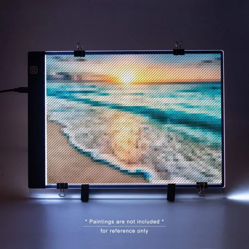 Miniatura 3 de SevenFish Almohadilla de luz LED de pintura de diamante A4, tablero de luz de arte de diamante ultradelgado con brillo ajustable, caja de luz