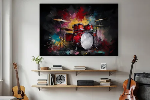 Miniatura 9 de LuxeWood Arte de Pared Musical en Lienzo - Impresiones Temáticas Musicales Medianas y Grandes para Sala de Estar, Oficina, Estudio, Airbnb