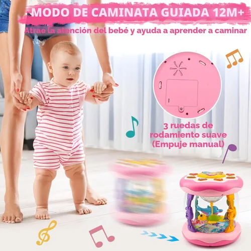 Miniatura 4 de Juguetes para bebé niña de 0 a 6 meses, proyector musical giratorio con luz boca abajo, juguete para bebés de 0-3 4 5 6 7 8 9 meses, acuario, Rosa