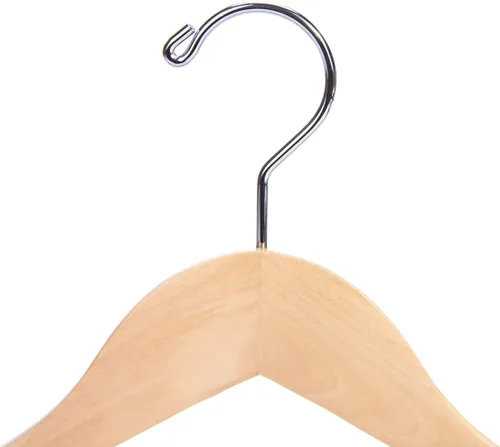 Miniatura 4 de Nature Smile Perchas de madera para trajes, perchas de madera de 16 pulgadas para chaquetas, camisas, barra antideslizante con tornillo, paquete