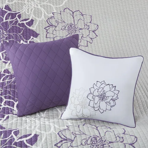 Miniatura 4 de Madison Park Lola Juego de colcha 100 % algodón, informal, floral, puntadas en canal, 365 días, ligero, colcha, almohadas decorativas, fundas, Lola