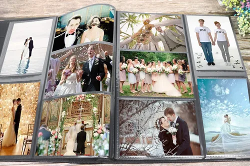 Miniatura 4 de RECUTMS Álbum de fotos de 4 x 6 pulgadas, 600 fotos, páginas negras, cubierta de cuero de gran capacidad, álbumes de fotos familiares para bodas